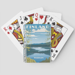 Custom Name Finland Nature Illustration Poker Cards