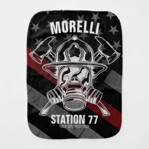 Custom NAME Firefighter Fire Department Station Baby Burp Cloth