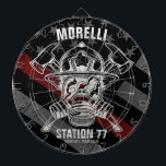 Custom NAME Firefighter Fire Department Station Dart Board<br><div class="desc">Personalize this truly unique, one-of-a-kind Custom Firefighter Fireman Thin Red Line Flag Gift. Perfect addition to your home and garage decor! Personalized with your Name, Station Info or Custom Text! Perfect gift for that special person in your life... . Fireman - Fire Station - Local</div>