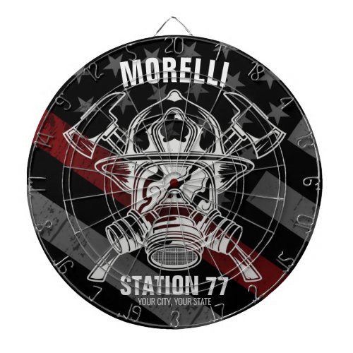 Custom NAME Firefighter Fire Department Station Dart Board