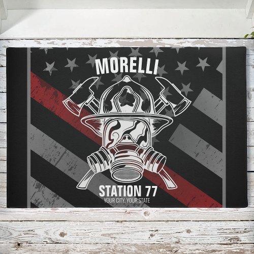 Custom NAME Firefighter Fire Department Station Doormat