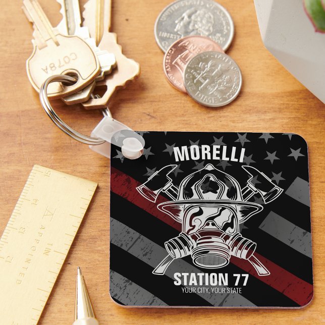 Custom NAME Firefighter Fire Department Station Keychain (Creator Uploaded)