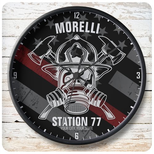 Custom NAME Firefighter Fire Department Station Large Clock