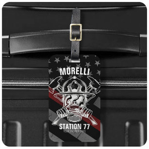 Custom NAME Firefighter Fire Department Station Luggage Tag