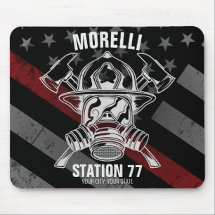 Custom NAME Firefighter Fire Department Station Mouse Pad