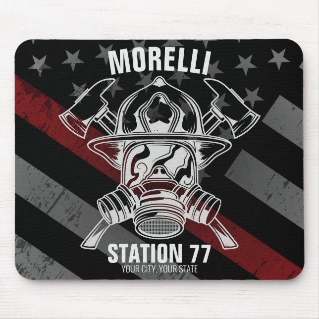 Custom NAME Firefighter Fire Department Station Mouse Pad (Front)