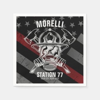 Custom NAME Firefighter Fire Department Station Napkins | Zazzle