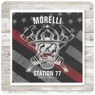 Custom NAME Firefighter Fire Department Station Napkins
