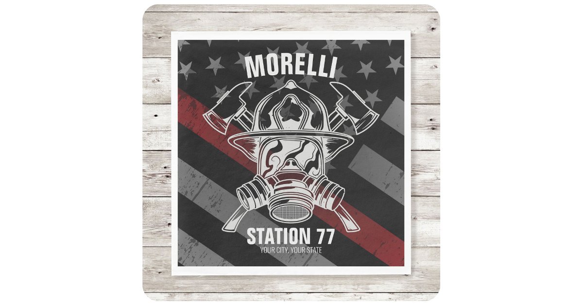Custom NAME Firefighter Fire Department Station Napkins | Zazzle