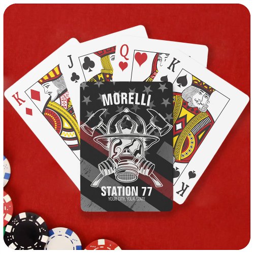 Custom NAME Firefighter Fire Department Station Playing Cards