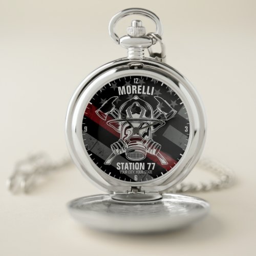 Custom NAME Firefighter Fire Department Station Pocket Watch