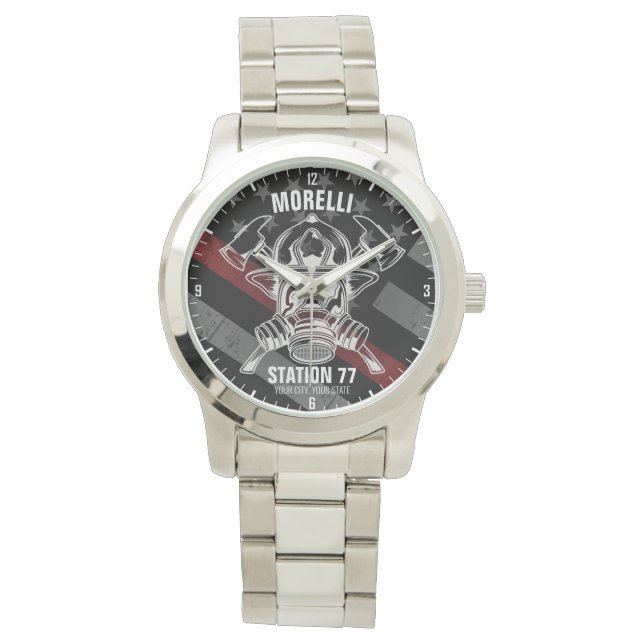 Custom NAME Firefighter Fire Department Station Watch (Front)