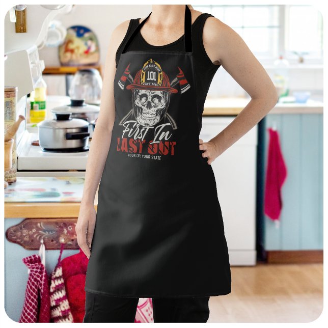 Custom NAME Firefighter First In Last Out Fireman  Apron (Creator Uploaded)