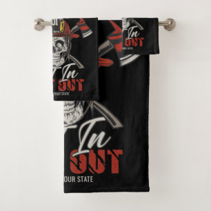 Custom NAME Firefighter First In Last Out Fireman  Bath Towel Set