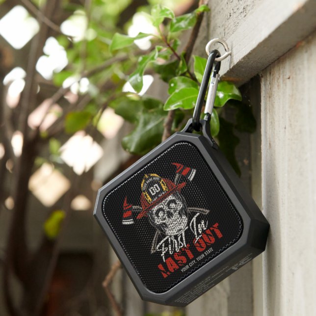 Custom NAME Firefighter First In Last Out Fireman  Bluetooth Speaker (Inisitu)