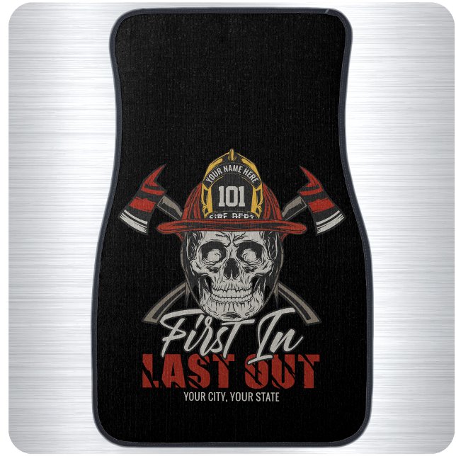 Custom NAME Firefighter First In Last Out Fireman  Car Floor Mat (Creator Uploaded)