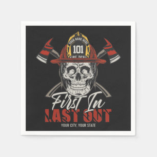 Custom NAME Firefighter First In Last Out Fireman Napkins
