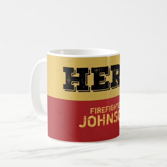 Custom Name, Firefighter Hero Coffee Mug (Front Left)