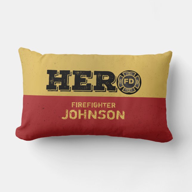 Custom Name, Firefighter Hero Lumbar Pillow (Front)