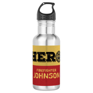 Custom Name, Firefighter Hero Stainless Steel Water Bottle