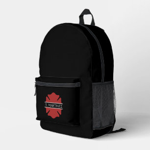 Custom Name Firefighter Symbol Printed Backpack