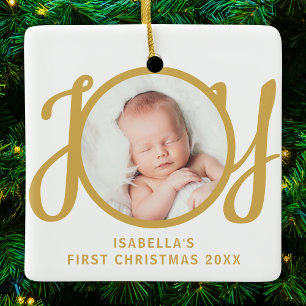 Custom Name First Christmas Photo Keepsake Ceramic Ornament