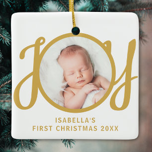 Custom Name First Christmas Photo Keepsake Ceramic Ornament