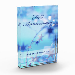 Custom Name, First Wedding Anniversary Sparkle Acrylic Award