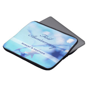 Custom Name, First Wedding Anniversary Sparkle Laptop Sleeve