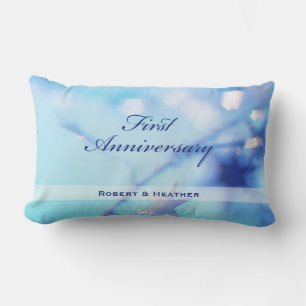 Custom Name, First Wedding Anniversary Sparkle Lumbar Pillow