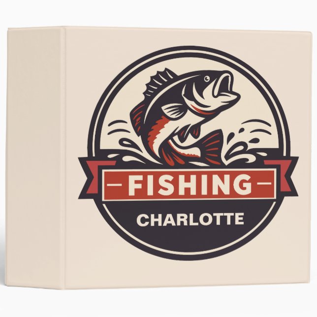 Custom Name Fishing 3 Ring Binder (Front/Spine)