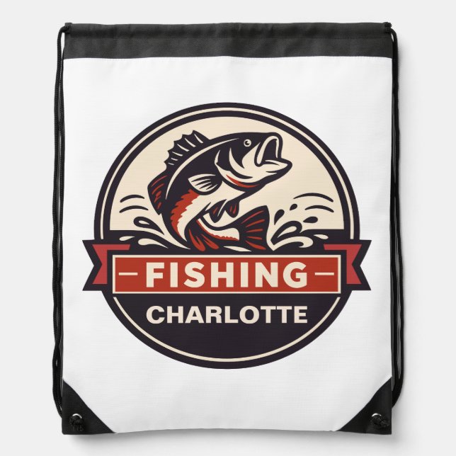 Custom Name Fishing Drawstring Bag (Front)