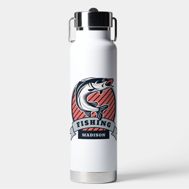 Custom name Fishing Water Bottle (Front)