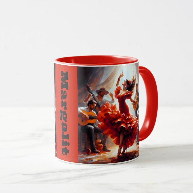 Custom Name Flamenco Latina Dancing Dance Spanish Mug (Front Right)