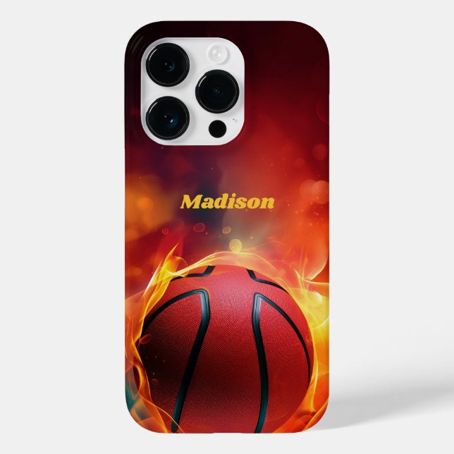 Custom Name Flaming Basketball Case-Mate iPhone Case (Back)