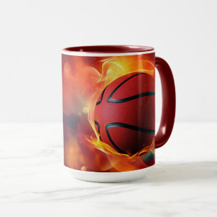 Custom Name Flaming Basketball Mug