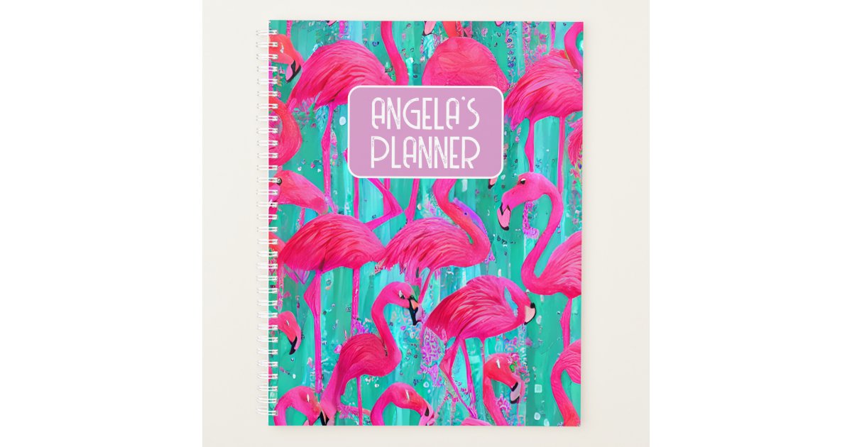 Custom Name Flamingo planner Zazzle