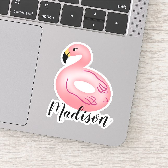 Custom Name Flamingo Pool Float Sticker (Detail)