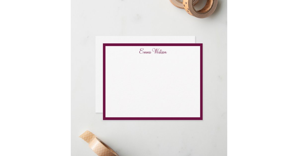 Custom Name Flat Note Card | Zazzle