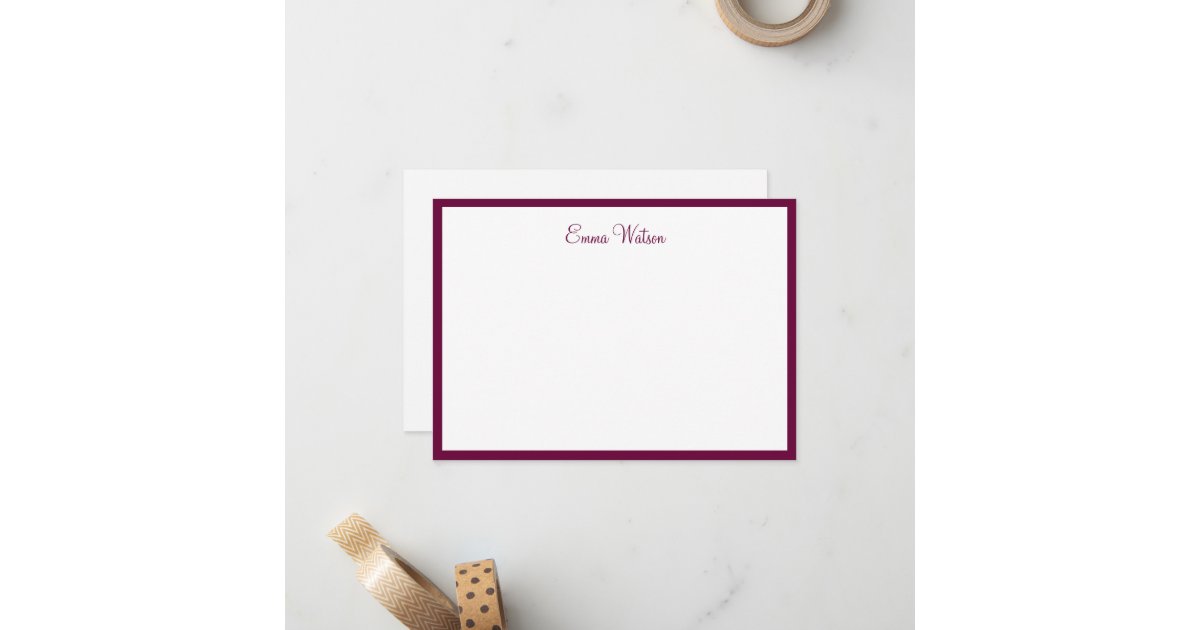 Custom Name Flat Note Card | Zazzle