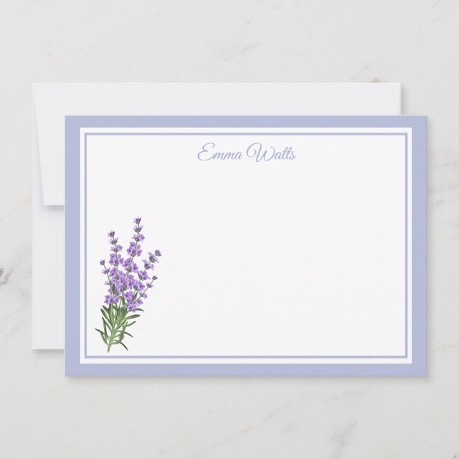 Custom Name Flat Note Card-Lavender (Front)