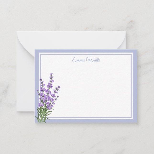 Custom Name Flat Note Card-Lavender (Front)