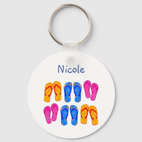 Custom Name Flip Flops Sandal Summer Fun Keychain