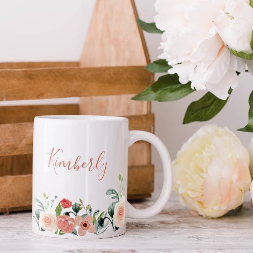 Custom Name Floral Coffee Mug