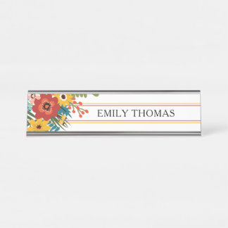 Custom Name Floral Desk Name Plate