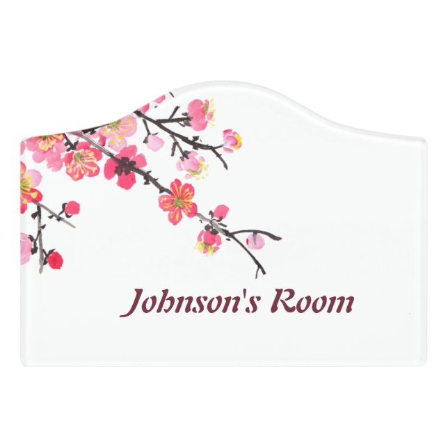 Custom name Floral Door Sign  (Small Crest Front)