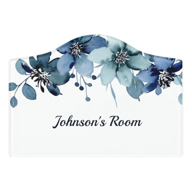 Custom name Floral Door Sign  (Small Crest Front)