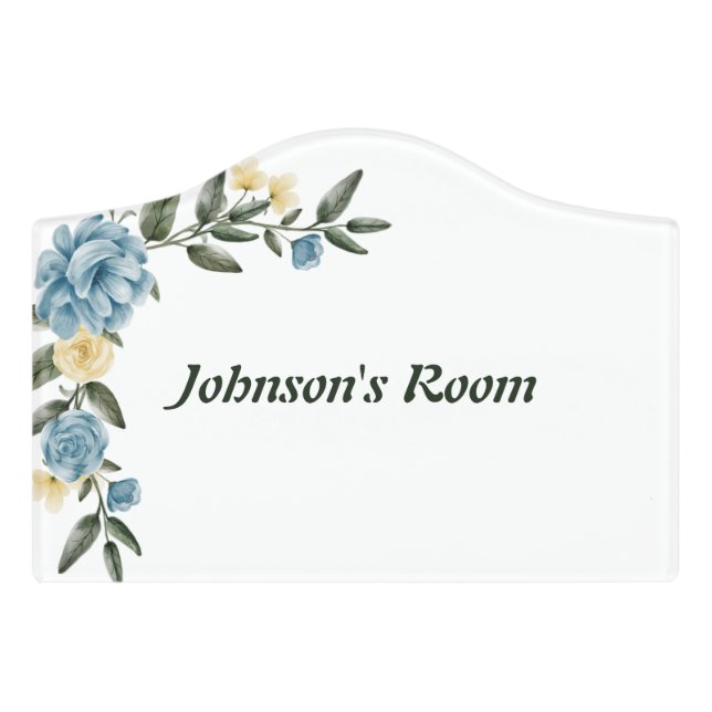 Custom name Floral Door Sign  (Small Crest Front)