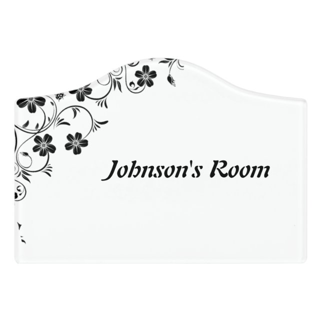 Custom name Floral Door Sign  (Small Crest Front)