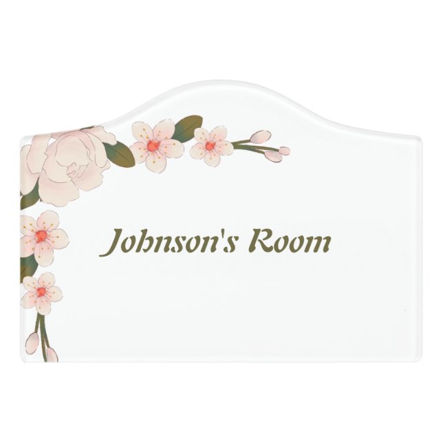 Custom name Floral Door Sign  (Small Crest Front)
